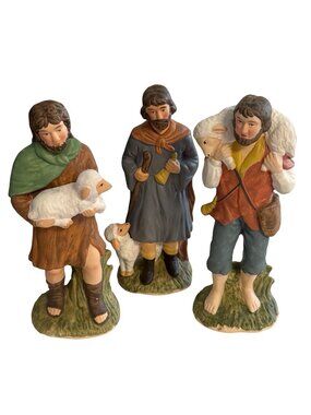 Vintage HOMCO Shepherd Nativity Figurines Set of 3 Taiwan 5209 Christmas Decor